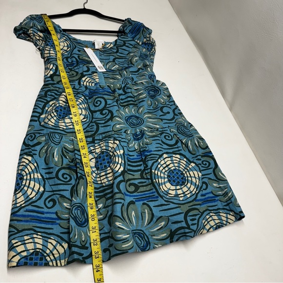 House Of Harlon 1990 linen/rayon Floral Blue Dress size small nwt - Picture 5 of 10